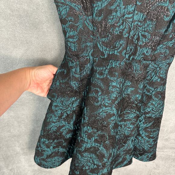 Alice And Oliva Dress Womens 4 Black Teal Mini Sleeveless Party Hoco Sorority - Picture 4 of 14